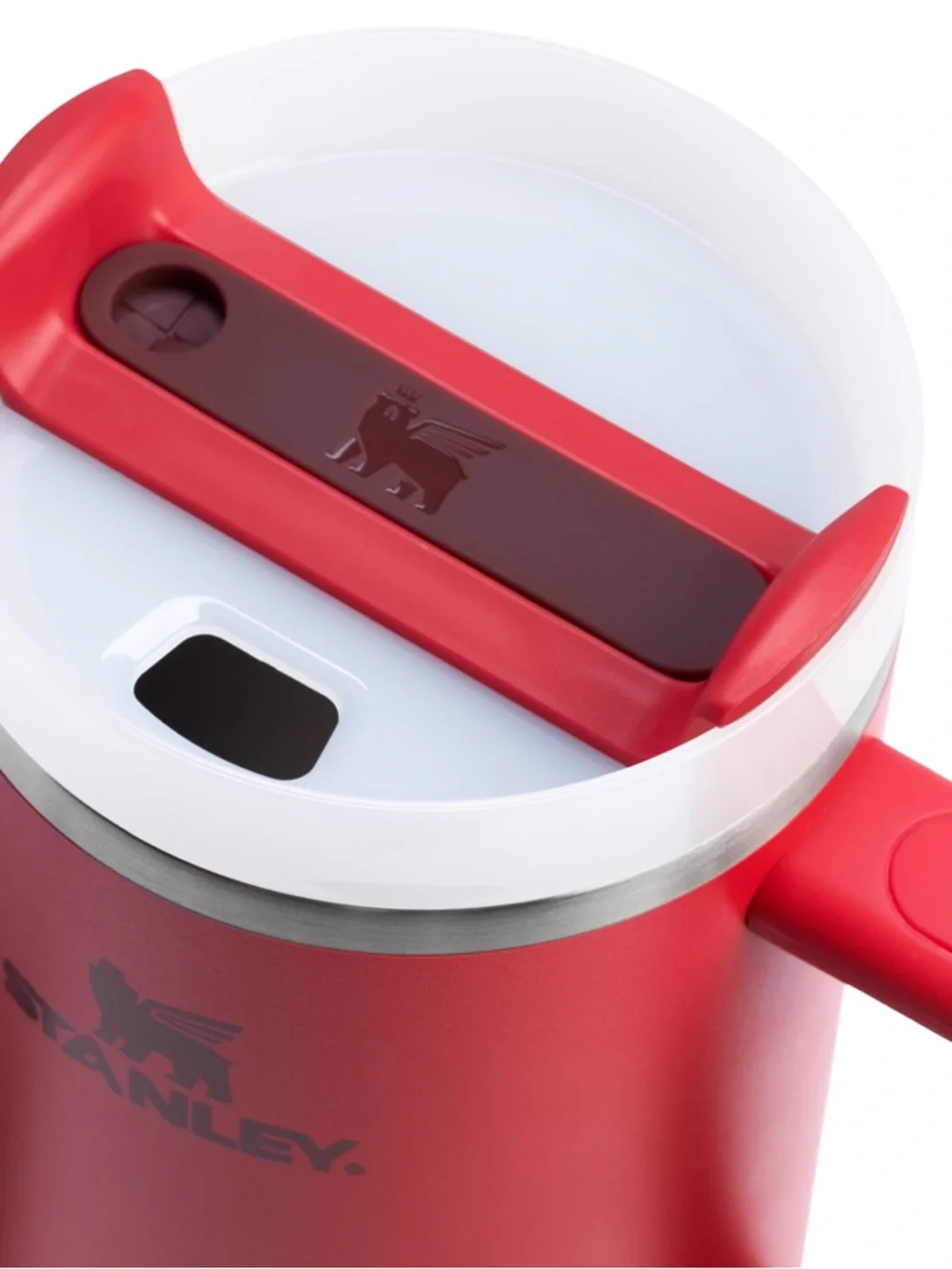 Stanley Red Travel Mug with White Lid and Clear Straw - Picture 3 of 3